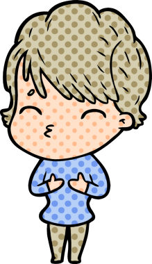 Bir insan tarafından çizilmiş bir çizgi film kadını.