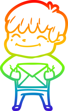 gökkuşağı gradyan çizgi çizimi bir insan tarafından çizilmiş mutlu bir çocuk