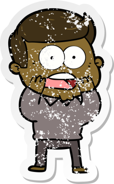 Bir insan tarafından çizilen şok olmuş bir adamın karikatür çıkartması.