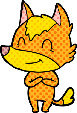 Bir insan tarafından çizilmiş tilki çizgi film karakteri