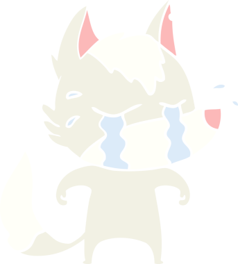 Bir insan tarafından çizilmiş düz renkli ağlayan kurt resmi.