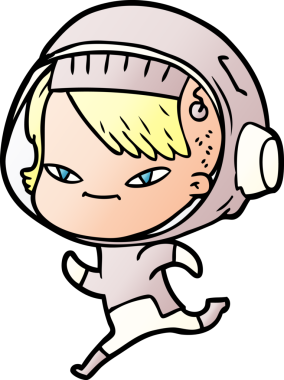 Bir insan tarafından çizilmiş astronot kadın.