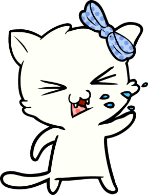 Bir insan tarafından çizilmiş çizgi film kedisi.