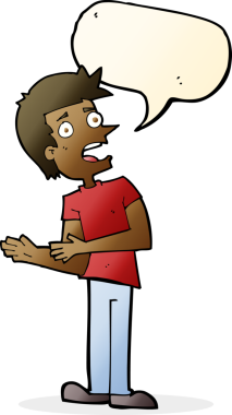 Bir insan tarafından çizilmiş konuşma balonuyla bahaneler üreten çizgi film adamı.