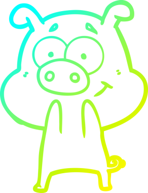 Bir insan tarafından çizilmiş mutlu çizgi film domuzu çizimi.