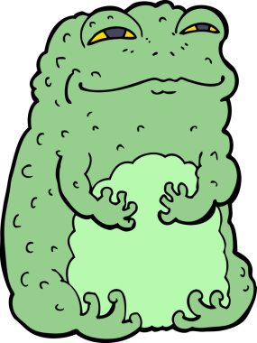 bir insan tarafından çizilmiş kendini beğenmiş karikatür karakurbağası