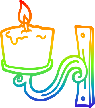 gökkuşağı gradyan çizgi çizimi bir insan tarafından çizilmiş eski bir mum tutacağı