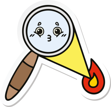 Bir insan tarafından çizilmiş şirin bir çizgi film büyütecinin çıkartması.