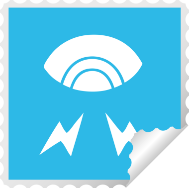 Bir insan tarafından çizilmiş mistik bir gözün kare soyulmuş çıkartması.