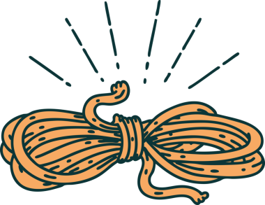 Bir insan tarafından çizilmiş geleneksel dövme stili bir ip.