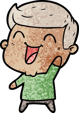 Bir insan tarafından çizilmiş gülen çizgi film adamı.