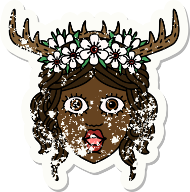 Retro Dövme Tarzı İnsan Druid karakteri bir insan tarafından çizilmiş