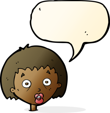 Bir insan tarafından çizilmiş konuşma balonuyla şok olmuş bir karikatür.