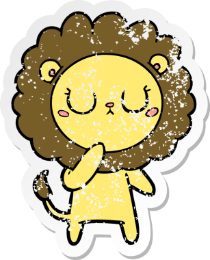 Bir insan tarafından çizilmiş karikatür aslanının sıkıntılı çıkartması.