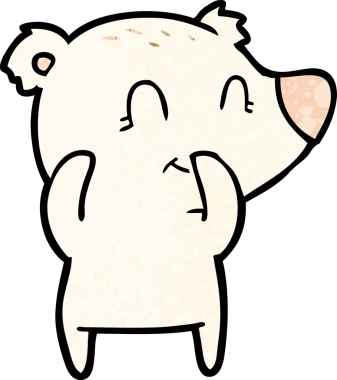 Bir insan tarafından çizilmiş kıkırdayan kutup ayısı çizgi filmi.