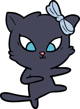 Bir insan tarafından çizilmiş çizgi film kedisi.