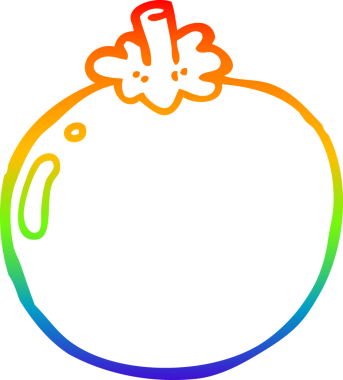 gökkuşağı gradyanı bir insan tarafından çizilmiş bir domates çizgi çizimi