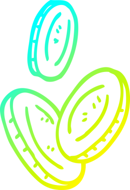 Bir insan tarafından çizilen karikatür parasının soğuk gradyan çizimi