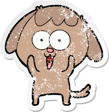 Bir insan tarafından çizilmiş şirin bir köpeğin sıkıntılı çıkartması.