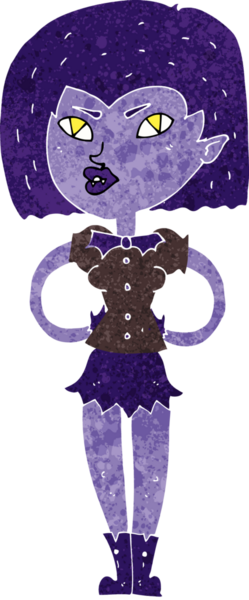 Bir insan tarafından çizilmiş vampir kız çizgi filmi.