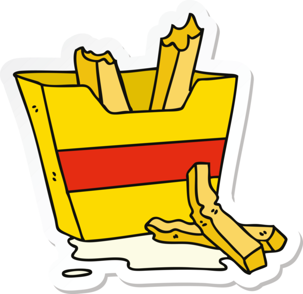 Bir insan tarafından çizilmiş garip bir el çıkartması. Patates kızartması.