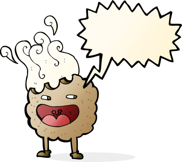 Bir insan tarafından çizilmiş konuşma balonu olan çerez çizgi film karakteri