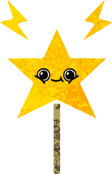 Bir insan tarafından çizilmiş sihirli bir değneğin retro çizim tarzı karikatürü.