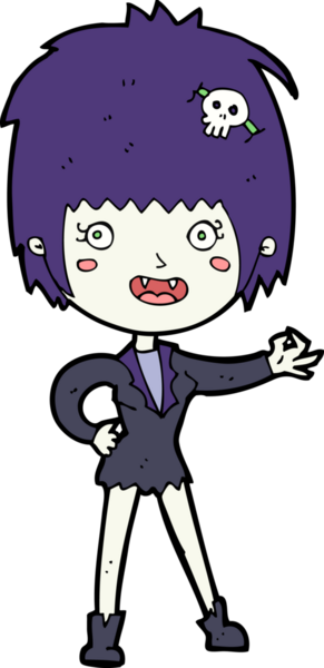 Bir insan tarafından çizilmiş vampir kız çizgi filmi.