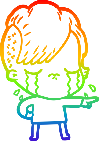 Gökkuşağı gradyan çizimi, bir insan tarafından çizilmiş ağlayan bir kızın çizimi.