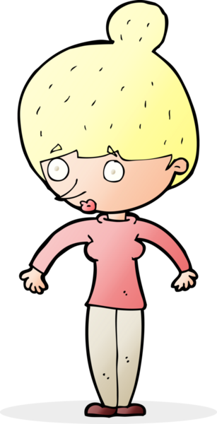 Bir insan tarafından çizilmiş çizgi film kadını.