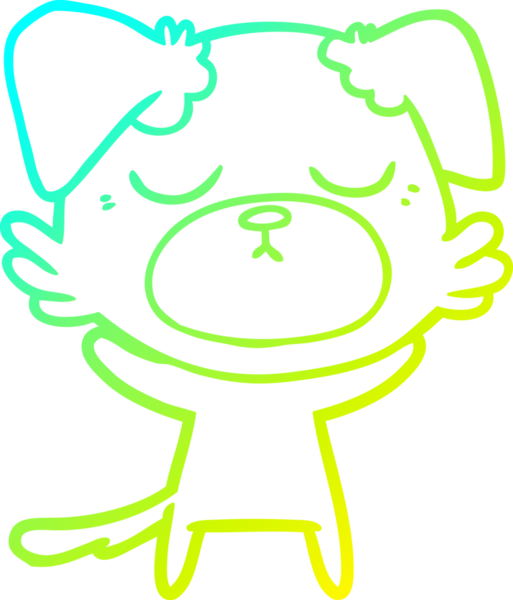 Bir insan tarafından çizilmiş şirin bir çizgi köpeğin soğuk gradyan çizgisi.