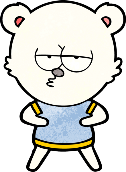 Bir insan tarafından çizilmiş sıkılan kutup ayısı çizgi filmi.