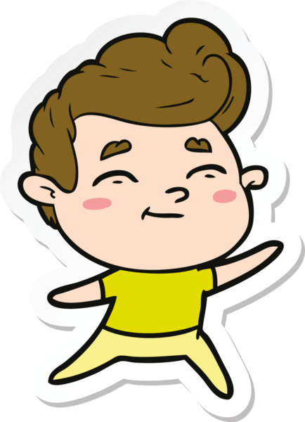 Bir insan tarafından çizilmiş mutlu bir çizgi film karakterinin çıkartması.