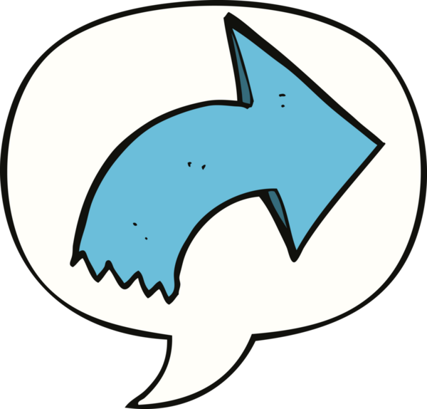 bir insan tarafından çizilmiş konuşma balonlu bir ok.