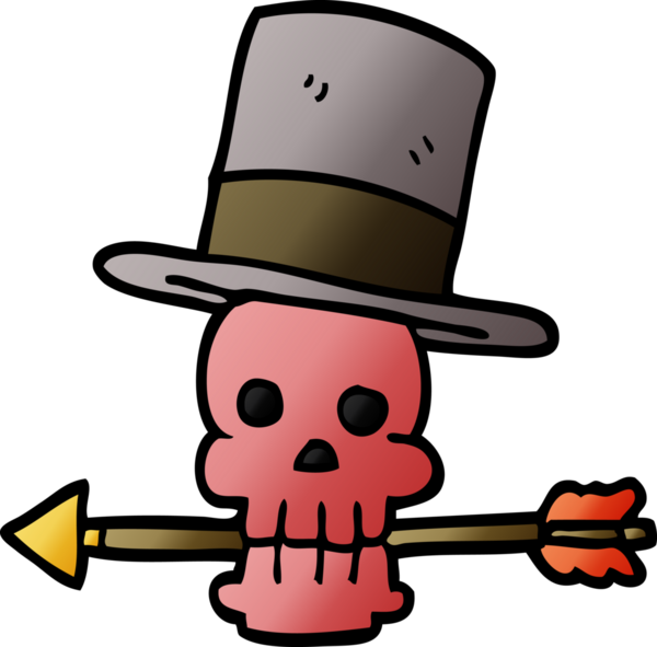 karikatür karalama kafatası ve bir insan tarafından çizilmiş ok