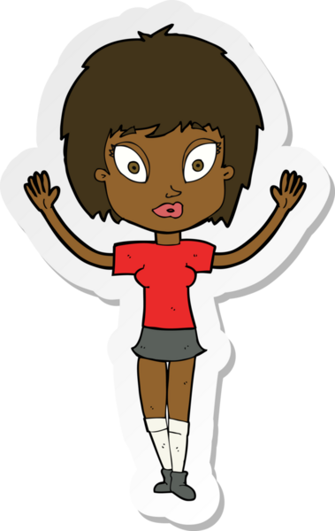 Bir insan tarafından çizilmiş güzel bir kızın çıkartması.