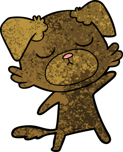 Bir insan tarafından çizilmiş şirin bir çizgi film köpeği.