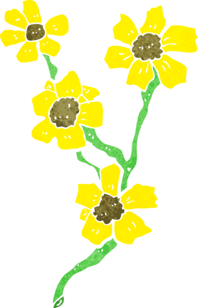 Bir insan tarafından çizilmiş karikatür çiçekleri