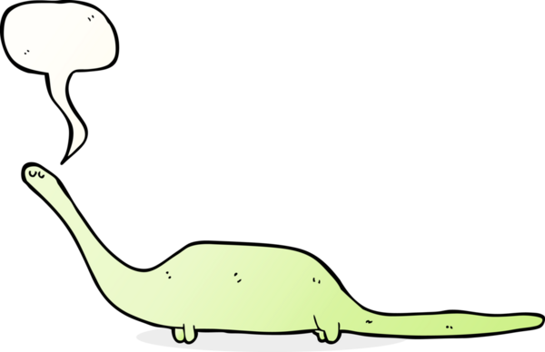 bir insan tarafından çizilmiş konuşma baloncuklu bir dinozor.