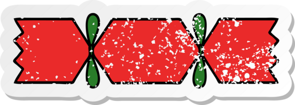 Bir insan tarafından çizilmiş tatlı bir noel krakerinin sıkıntılı çıkartması.