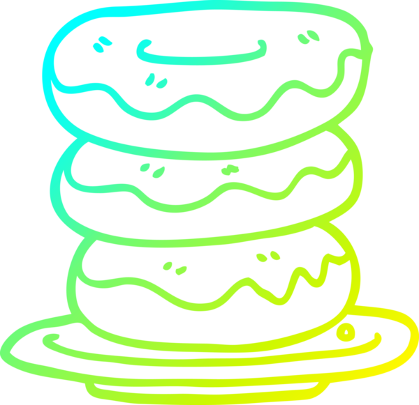 Bir insan tarafından çizilmiş bir tabak donutun soğuk gradyan çizimi