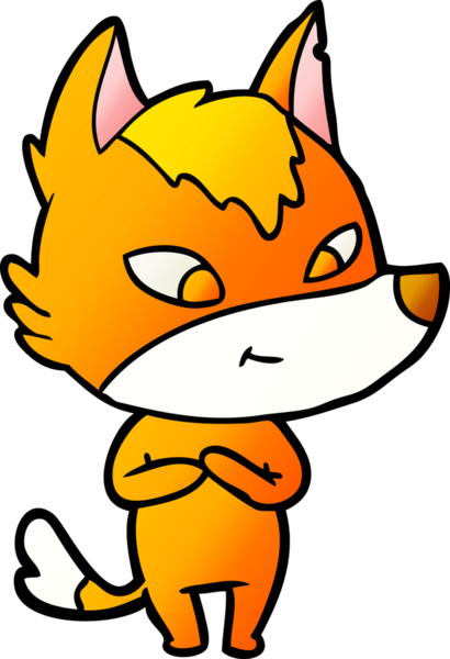 Bir insan tarafından çizilmiş tilki çizgi film karakteri