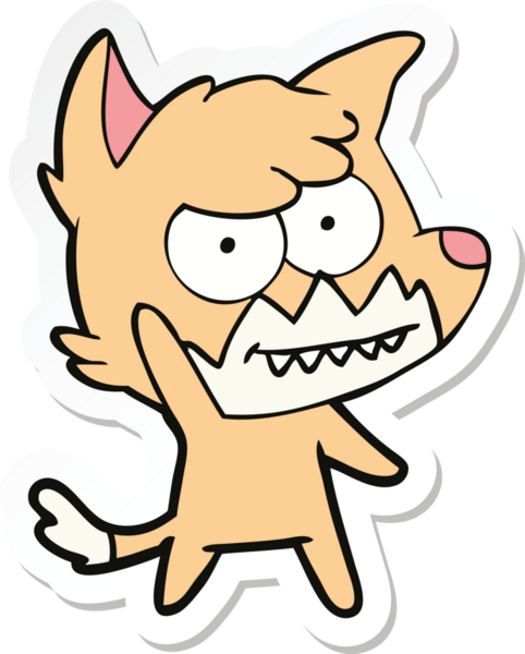 Bir insan tarafından çizilmiş sırıtan tilki çizgi filminin çıkartması