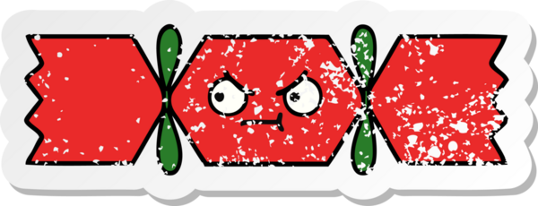 Bir insan tarafından çizilmiş tatlı bir noel krakerinin sıkıntılı çıkartması.