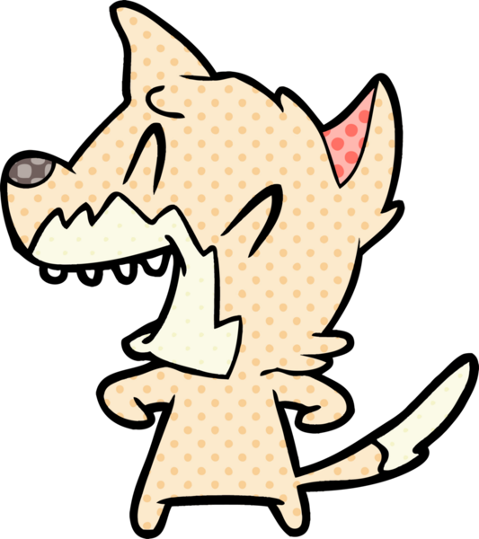 Bir insan tarafından çizilmiş gülen tilki çizgi filmi.