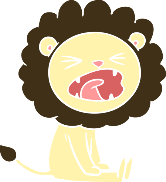 Bir insan tarafından çizilmiş düz renk çizgi film kızgın aslan