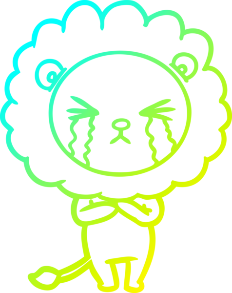 Bir insan tarafından çizilmiş ağlayan aslanın soğuk gradyan çizgisi