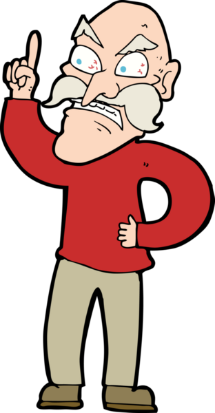 Karikatür ihtiyarı. Bir insan tarafından çizilmiş kurallar.