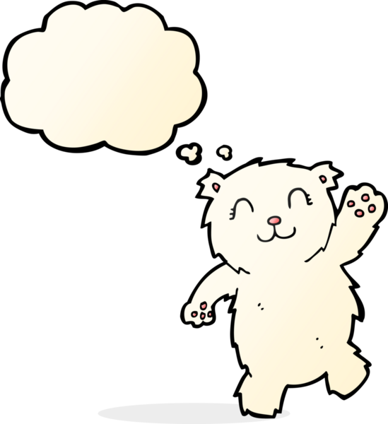 Bir insan tarafından çizilmiş düşünce baloncuğu ile kutup ayısı sallayan çizgi film