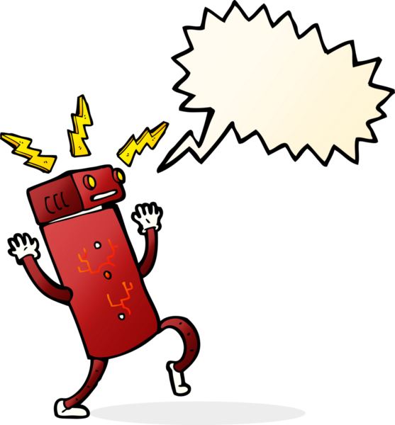 Bir insan tarafından çizilmiş konuşma balonu olan çizgi film robotu.